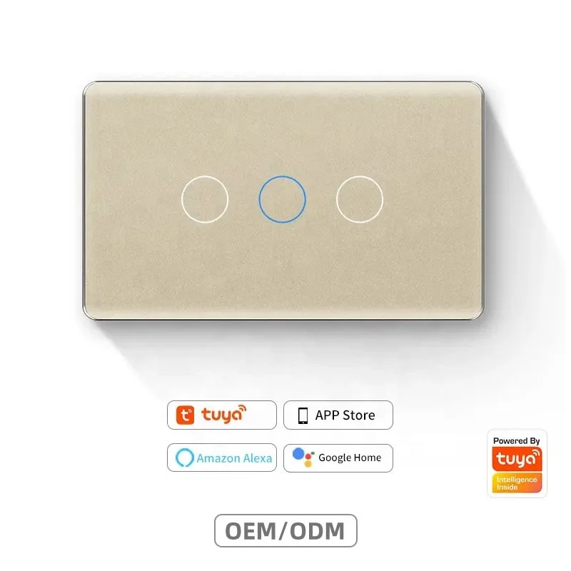 OEM ODM Services No Neutral No Capacitor ZigBee 3.0 Smart Switch US Home Automation 1/2/3 Way Tuya Voice control