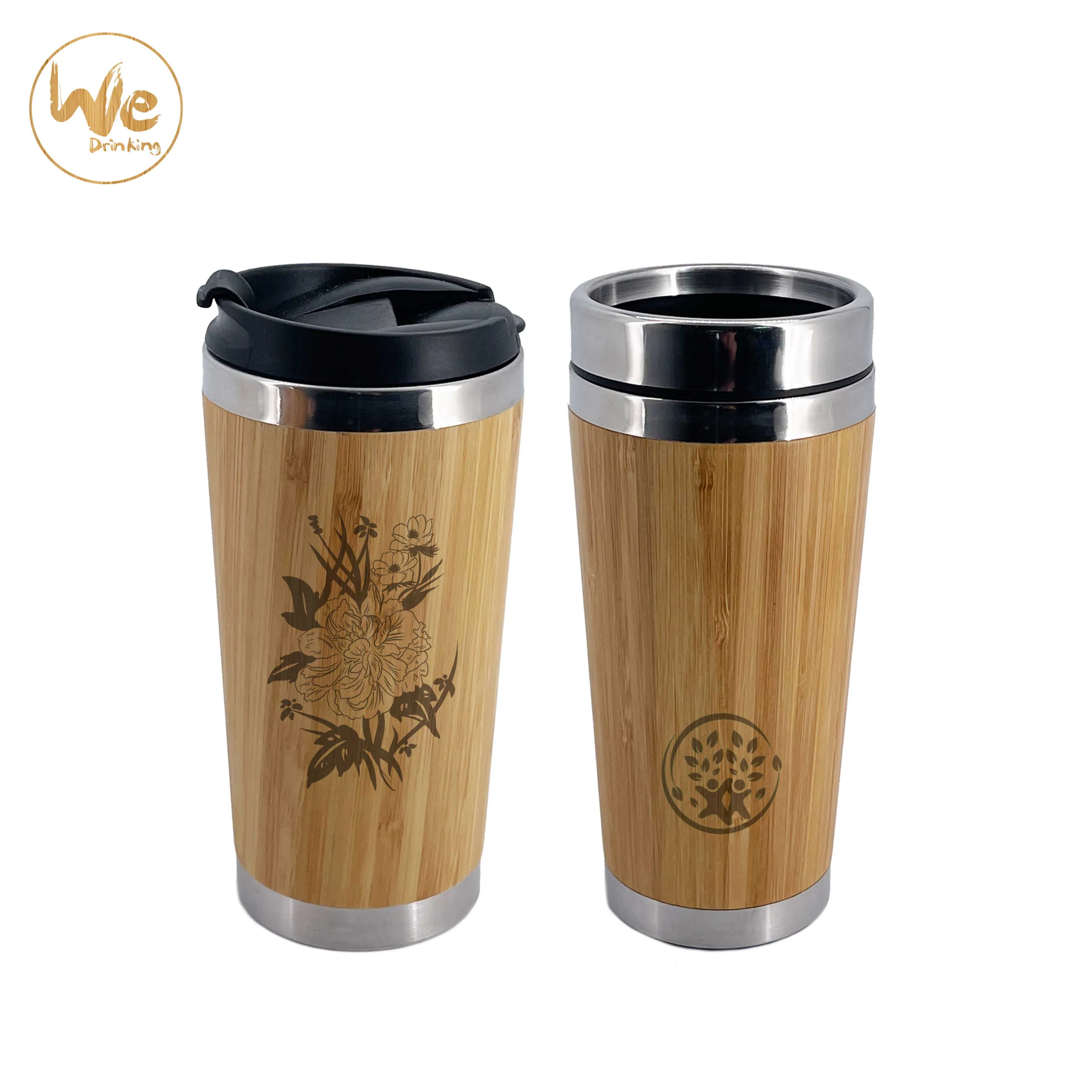 BM01 490ml 17oz Original  Reusable Bamboo Tea Cup with 18/8 Stainless Steel Inside