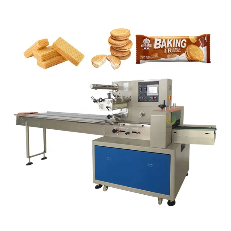 Automatic Plastic Bag Horizontal Pillow Bread Wafer Biscuit Sandwich Machine Connected Flow Packing Machine
