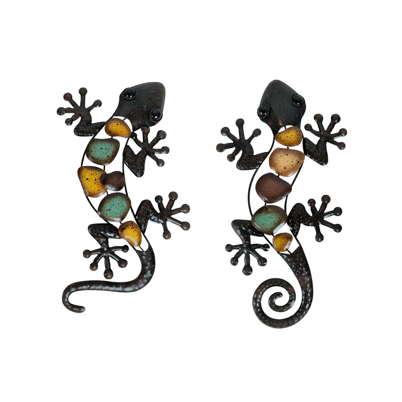 YJL Minimalist Colorful Gecko Lizard Metal Wall Decor Living Room Bedroom Metal Arts Wall Arts Metal Wall Art