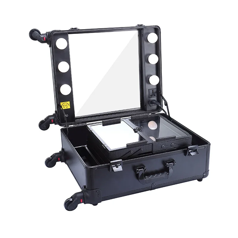 Yaeshii Multi-layer trolley makeup box professional large-capacity removable caster makeup nail Case