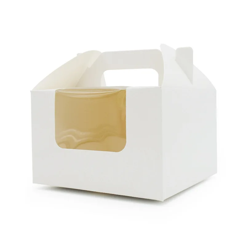 Wholesale Custom Logo Printed Paper Food Packaging Box White Kraft Paper Gable Boxes for Restaurants & Bakery Foods Packaging