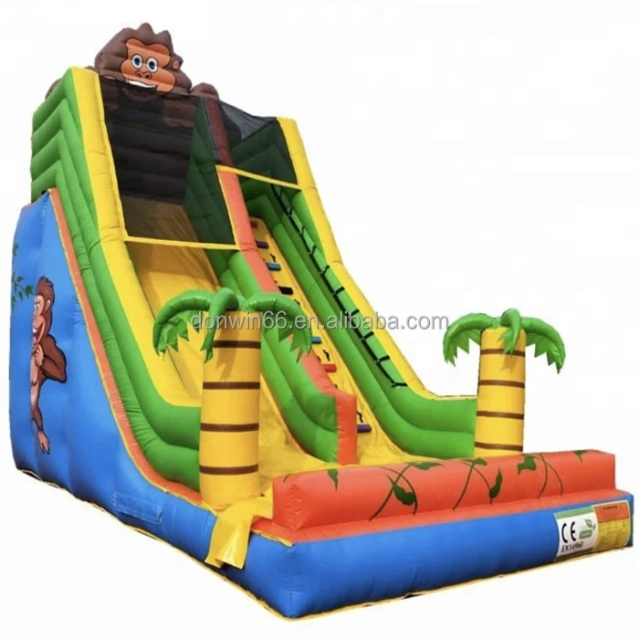Tropical Rush Jungle Double Lane Hot Sale Commercial Water Slide Bounce House Inflatable Water Slide With Pool