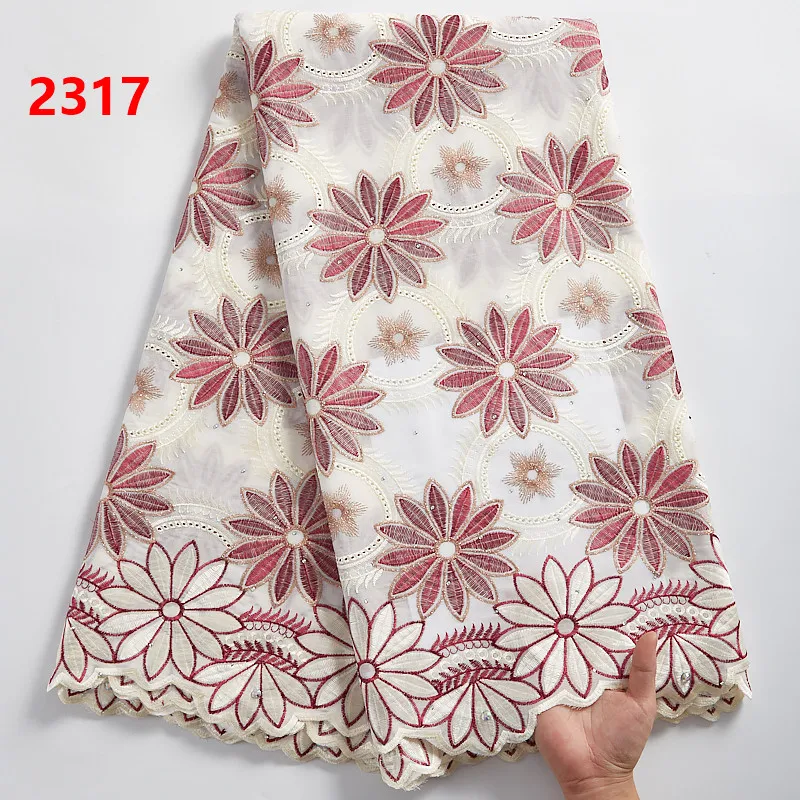 2455 Latest Nigerian Swiss Lace Fabric In Switzerland African White Embroidery Cotton Lace Fabrics For Women