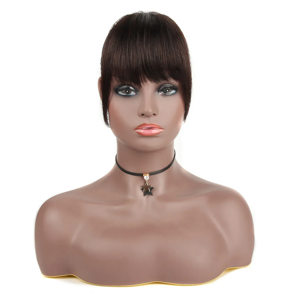 Human Hair Bangs 8inch 20g clip in Straight Remy Natural Fringe Hair 3 clip Front Bangs