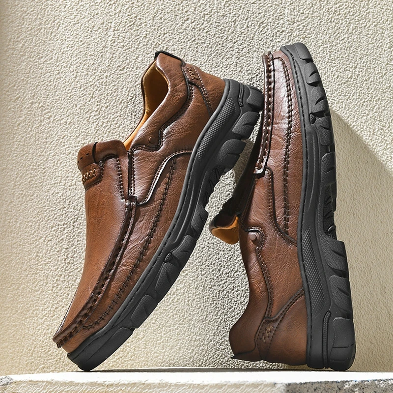 Promotional Male Dress Shoes Slip-on Original Good Trainers Genuine Leather Casual Walking Shoes