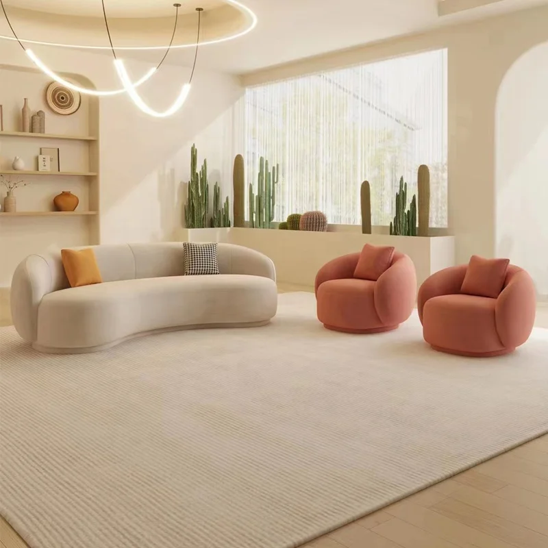 new design white long curved sofa luxury lambswool fabric corner sofa modern living room Upholstery velvet sofa set furniture
