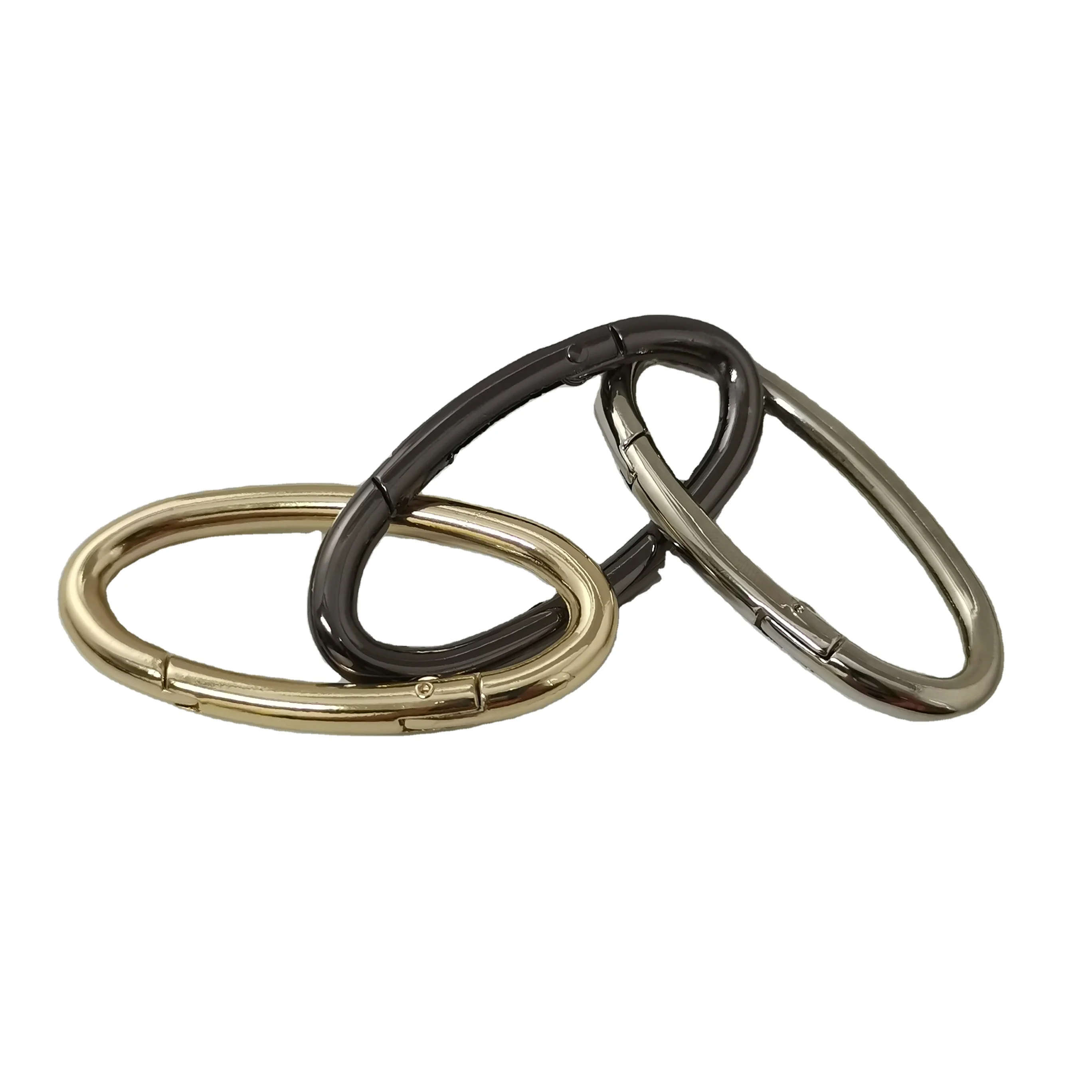Hot Sale 2-Inch  Ring Metal Alloy Round Line Plating Shining Gold Spring Snap Hook Key Buckle Spring Ring For Bag Accessories