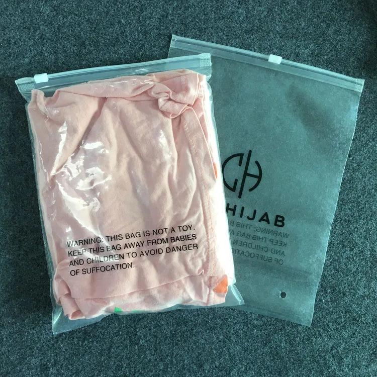 Custom Size Frosted Biodegradable Plastic Packaging Zipper Bags T Shirt Swimwear Zip Lock Printed Logo Bags