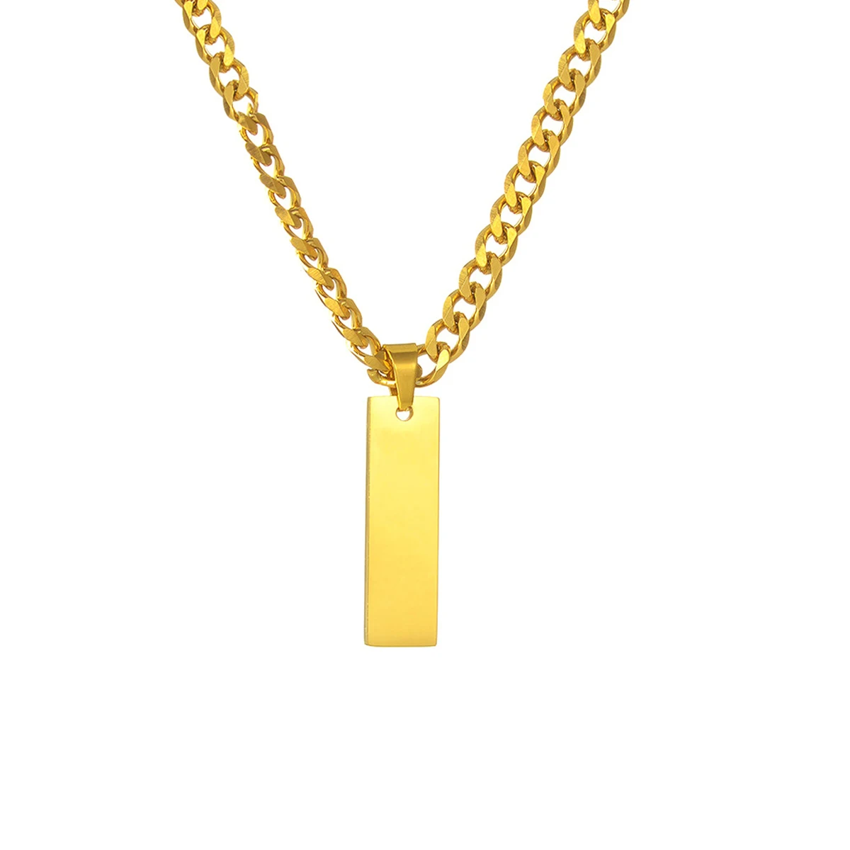 DIY Titanium Steel Long Pendant Necklace and Bracelet Set for Men Classic Style Stainless Steel Jewelry for Personal Engraving