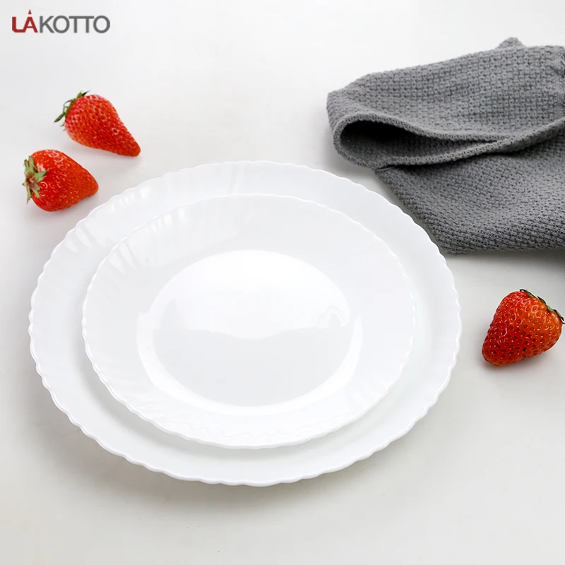Wholesale Opal Glass Dinner Plate Set Customized Minimalist Restaurant Soup Dish Engraving New Classic Charger Home Use Free