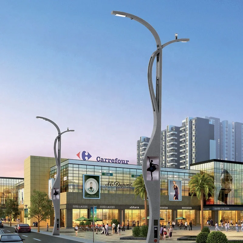 lighting smart display led screen street poles p6 outdoor pole poster led advertising screen