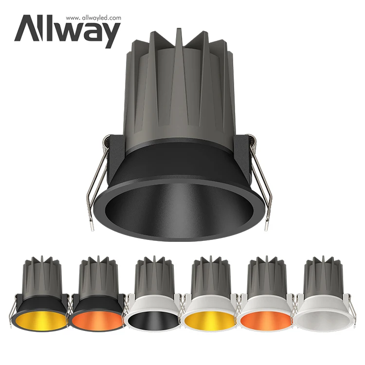 ALLWAY Recessed COB Indoor Hotel Project 3w 5w 9w 15w Aluminum Housing Led Spotlights