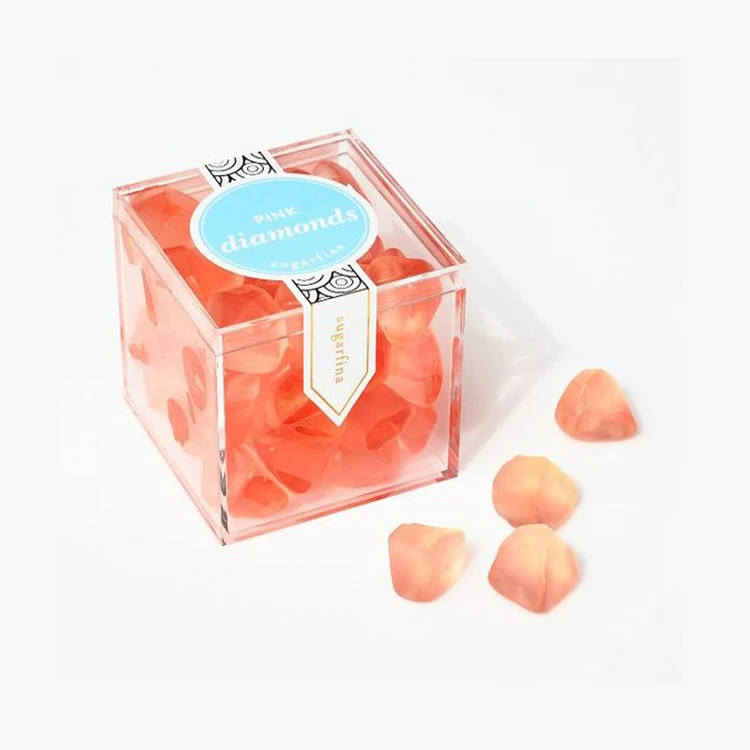 Upscale candy store Plastic Small Food Grade Candy Box Clear Acrylic Cube Wedding Party Sugar Favor Box