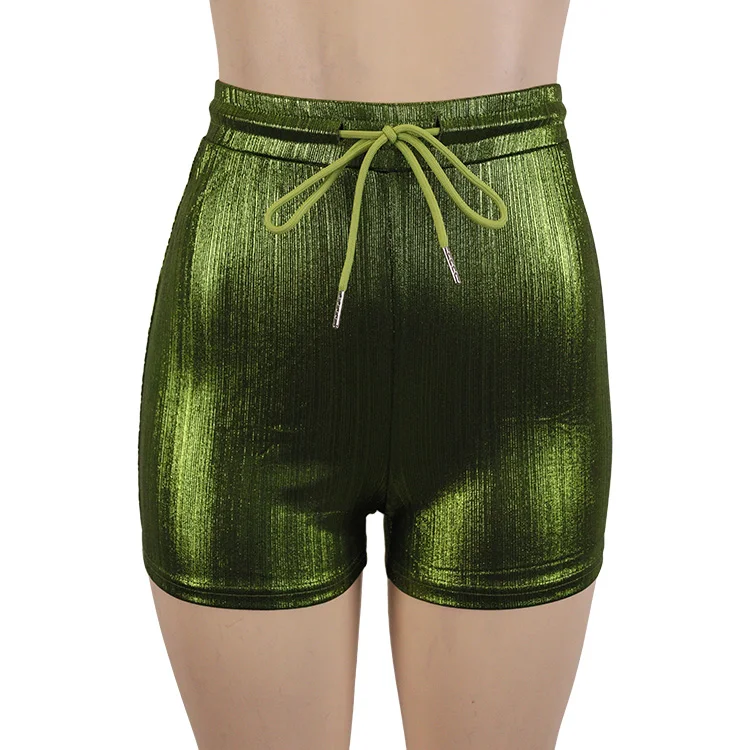 Miranda Summer New Slim Fit Sports Shorts Women Sexy Bodycon Workout Casual Lady Shorts Elastic Soft Shiny Short Pants For Women