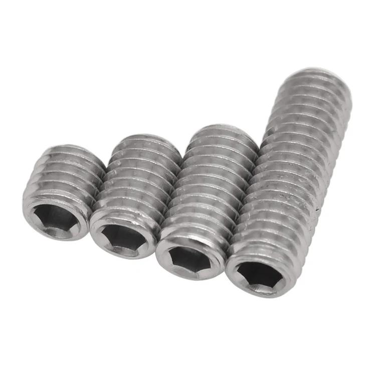 DIN916 Flat Set Screw 304 Stainless Steel Inner Hexagon Socket Set Screws With Flat Point Headless Grub Screw