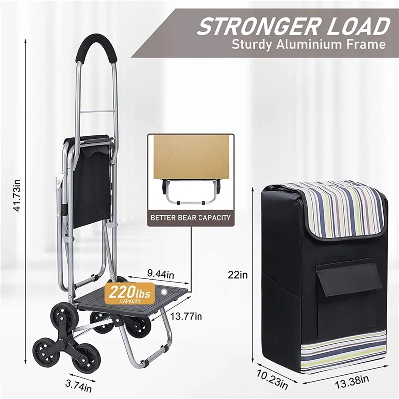 Custom Portable Foldable Multifunctional Pu Wheel Folding Cart Shopping Trolley