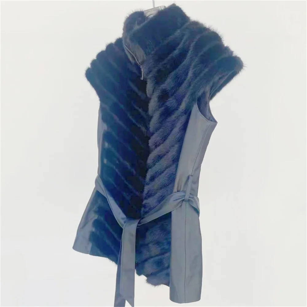New Real Mink Hair Vest Mink Hair Top Mink Clothing Waistcoat For Women