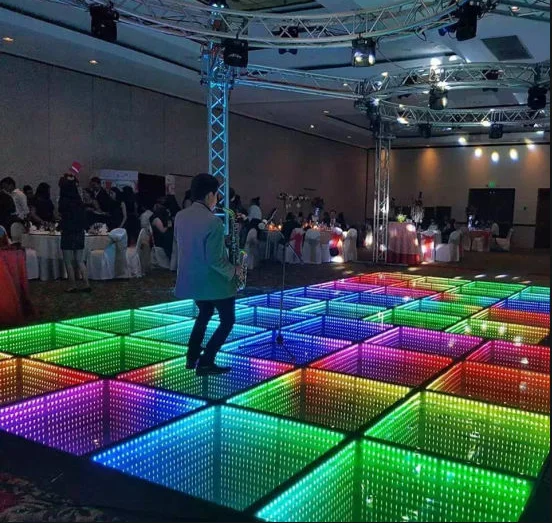 Remote WIFI SD MDX control 3D effect infinity LED dance floor dj  Mirror glass led dance floor for night club/ fashion show