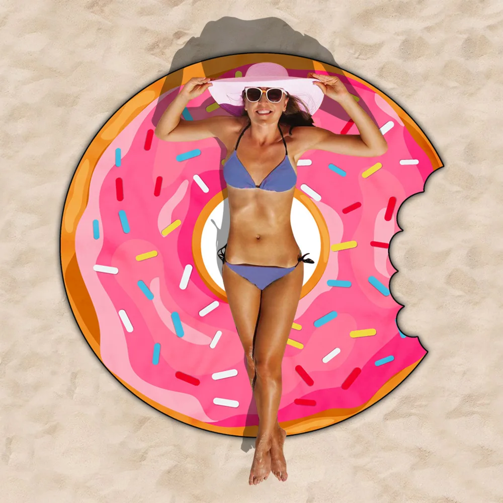 Popular Donut Pineapple Personalized Sublimation Printing Microfiber Terry Beach Towels 3d Special Shape Cut for Summer