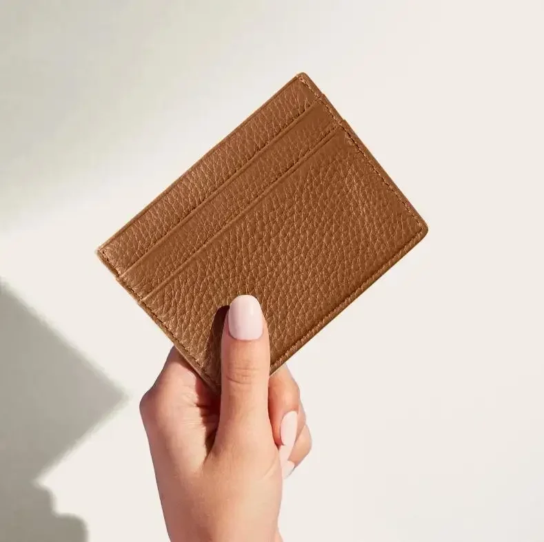 Custom Premium Wholesale Real Leather RFID Blocking Slim Business Bank ID Credit Card Holder