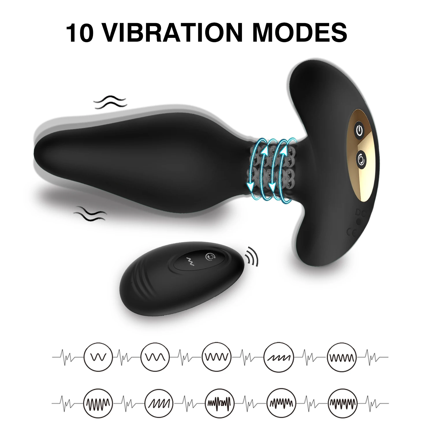USB Charging Wireless Remote Prostate Massage Vibrator SexToy Silicone 360 Degree Rotation XL Anal Plug for Men Sex Tool