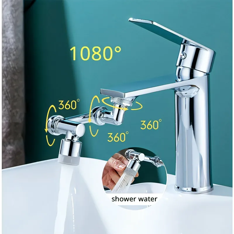 Extender Faucet Aerator Plastic Splash Filter Kitchen Washbasin Faucets Bubbler Nozzle Robotic Arm Universal 1080 Rotation tap