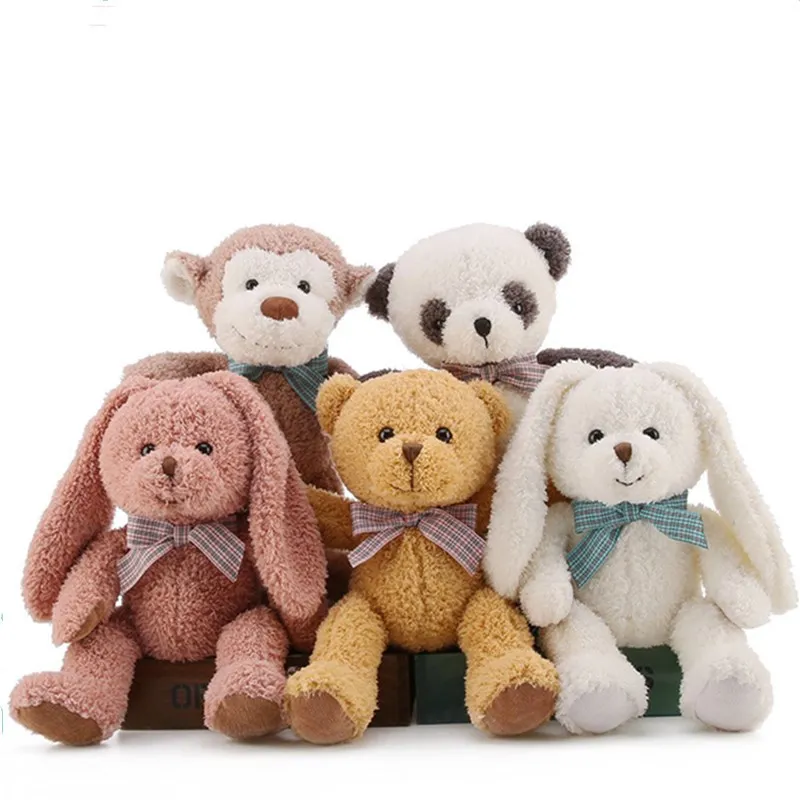 Wholesale Stuffed Animal Toys Creative Panda Monkey Bear Plushise Kawaii Animal Rabbit Toys Baby Toys Baby Soothing Dolls