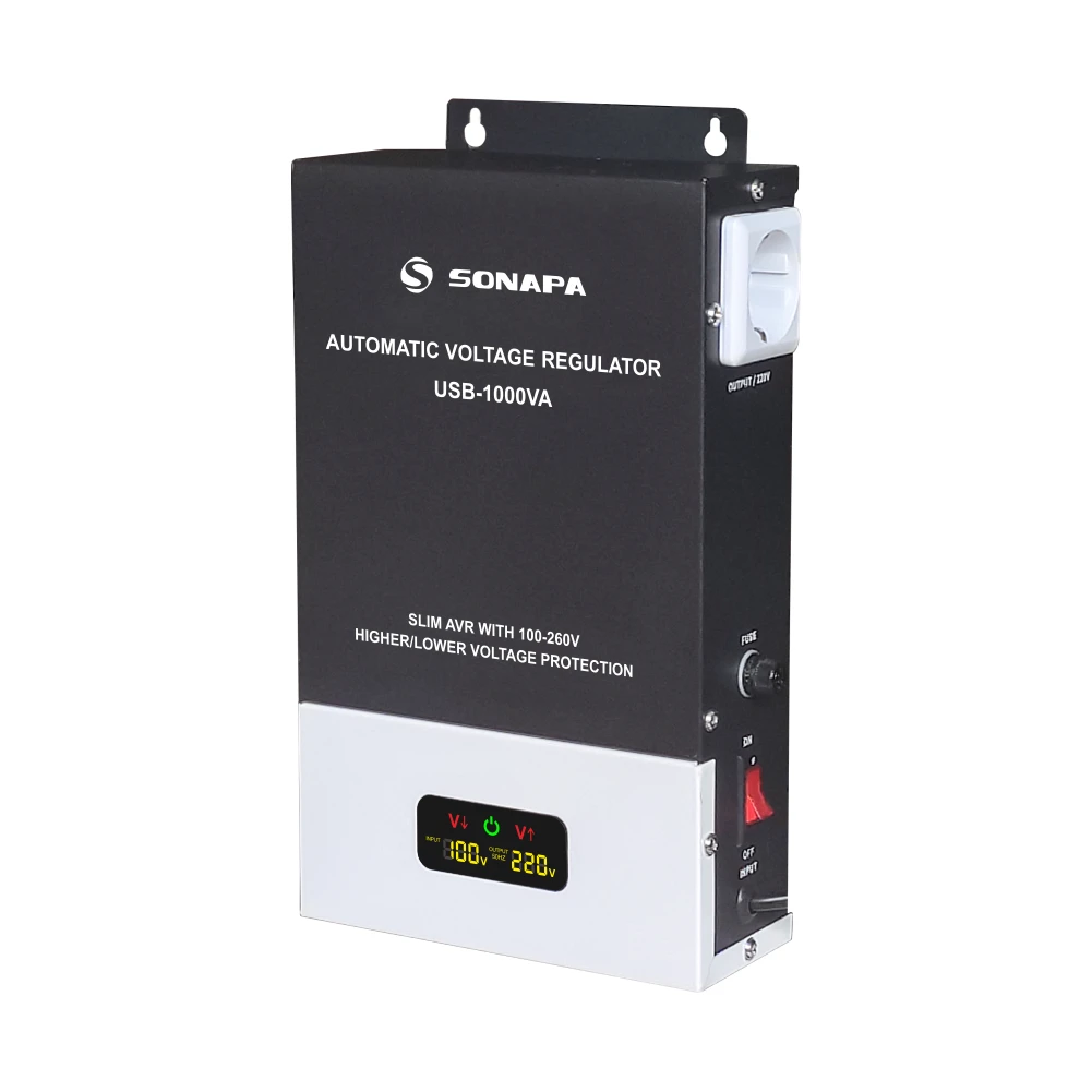 SONAPA Wall mounted USB 1000VA relay control 220V voltage stabilizers regulators for protecting voltage