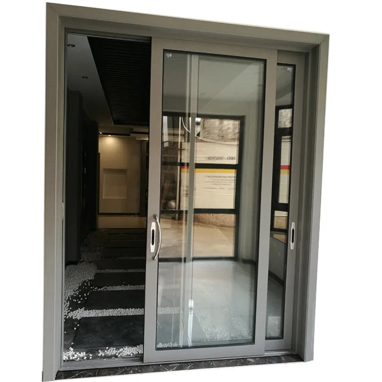 HLX Modern Double Glazed Slide Door Aluminum Frame Interior/Outdoor Narrow Slim Sliding Partition for Living Room