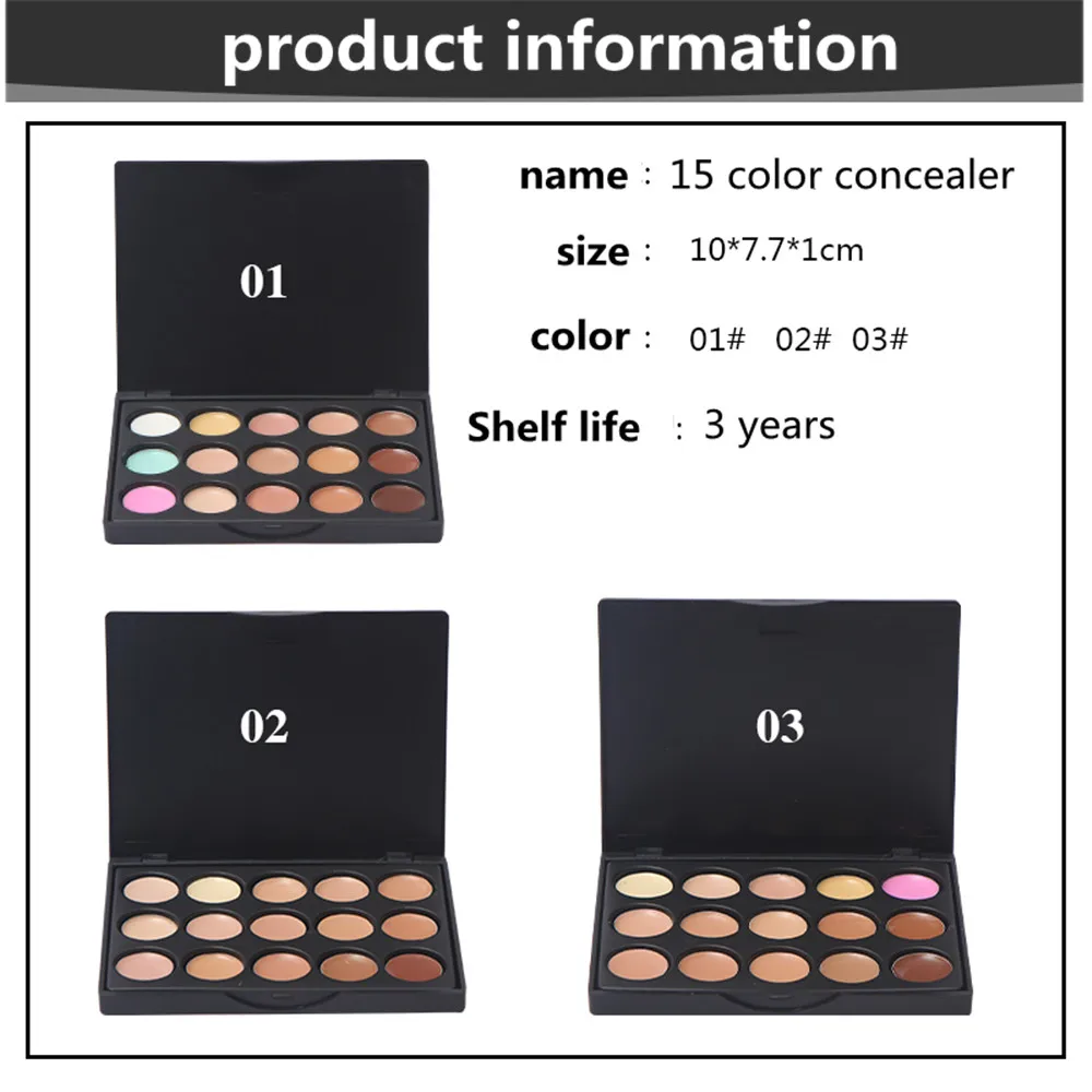 
Manufacturer wholesale no logo concealer palette 15 colors matte foundation contour repairing black eye circles freckles cream 