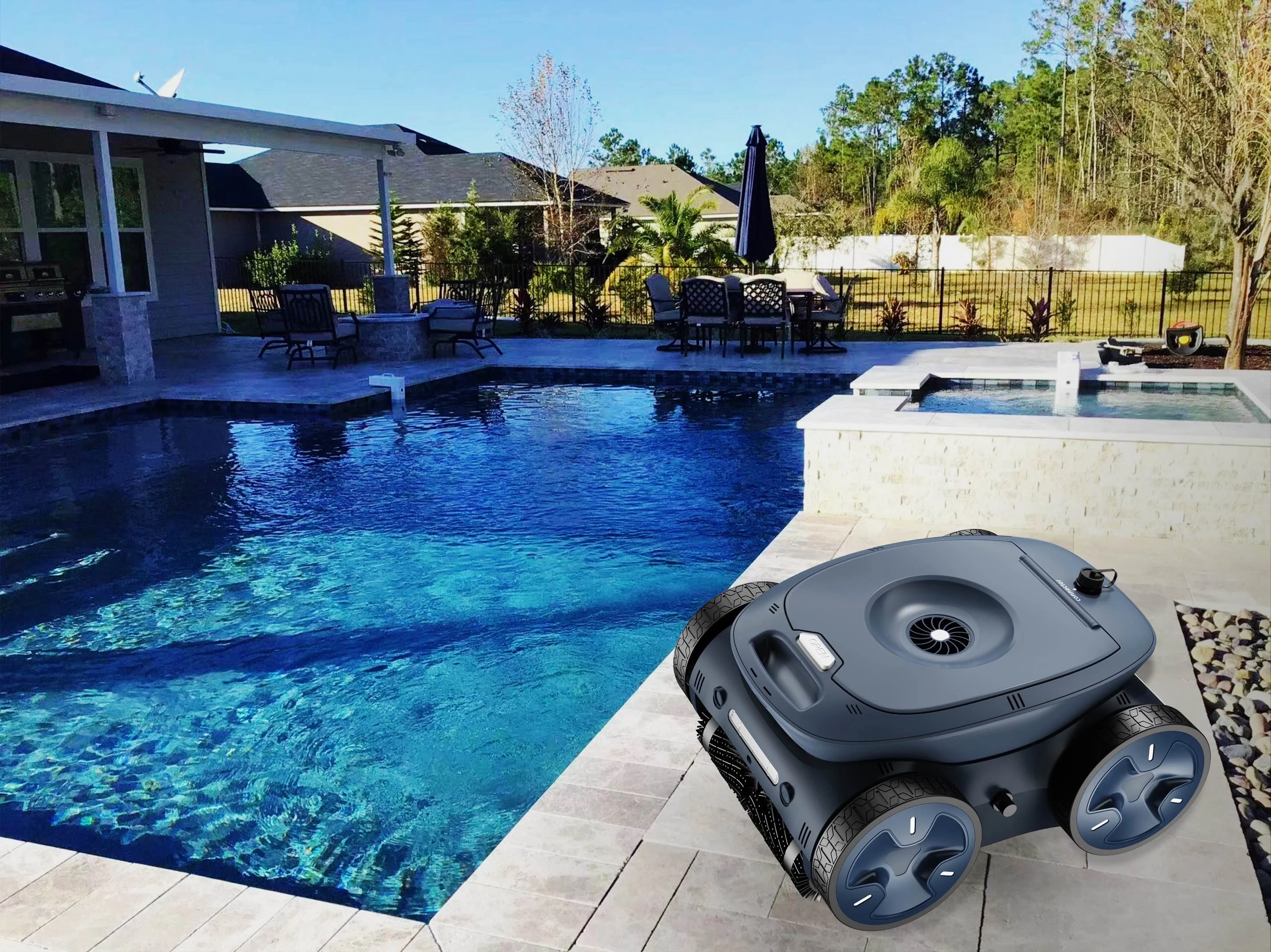 Smart automatic cordless swimming pool cleaning robot customized climb wall pool vacuum skimmer robot cleaner with logo