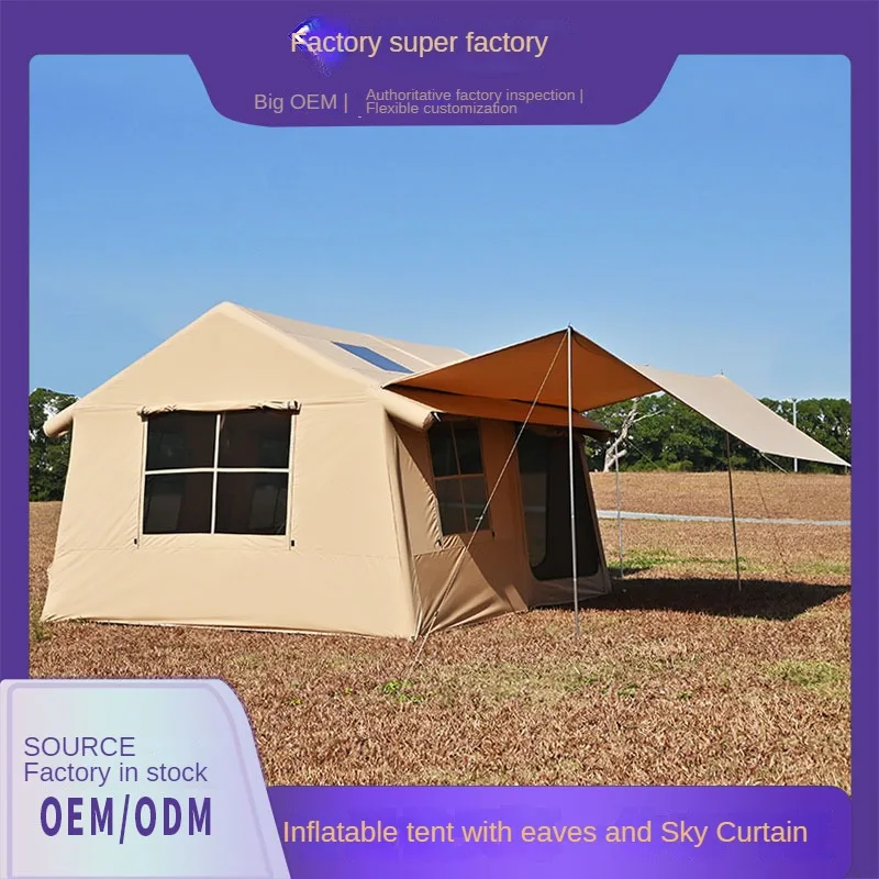 5-8 Person Large Blackout Waterproof Inflatable Cabin House Easy Setup Cotton Oxford Sun Shelter Adults Family Outdoor Camping