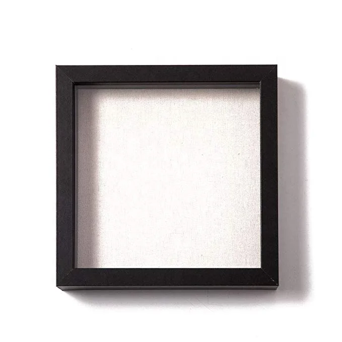 high quality Wholesale custom 8x8 black Wood 3D Deep Square Shadow Box Frames