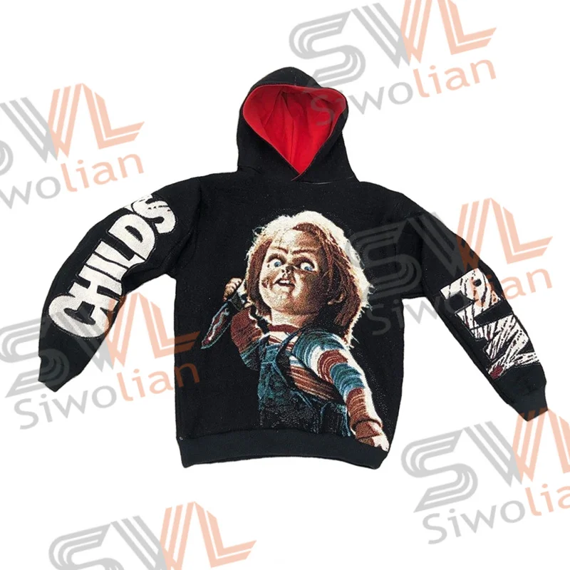 Custom Mens tapestry hoodie Customized Mens woven sweatshirt Tapestry Hoodie Blanket Jacquard sweater hoodie