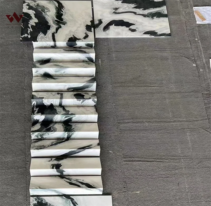 panda white marble stairs price stone in white color with black veins cutting