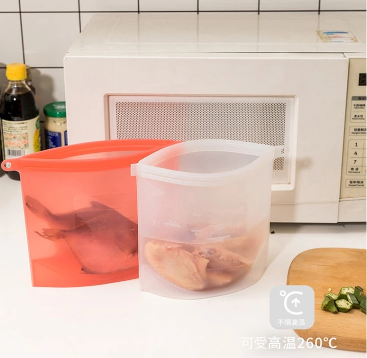 Dishwasher-Safe Lunch Storage Bags Reusable Freezer Bags Silicone Food Storage Bags For microwave oven