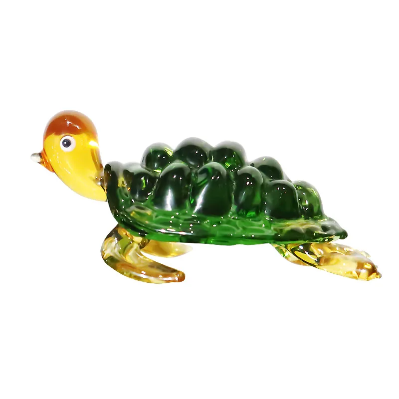 Hand blown italian murano green turtle decorative glass animal figurines