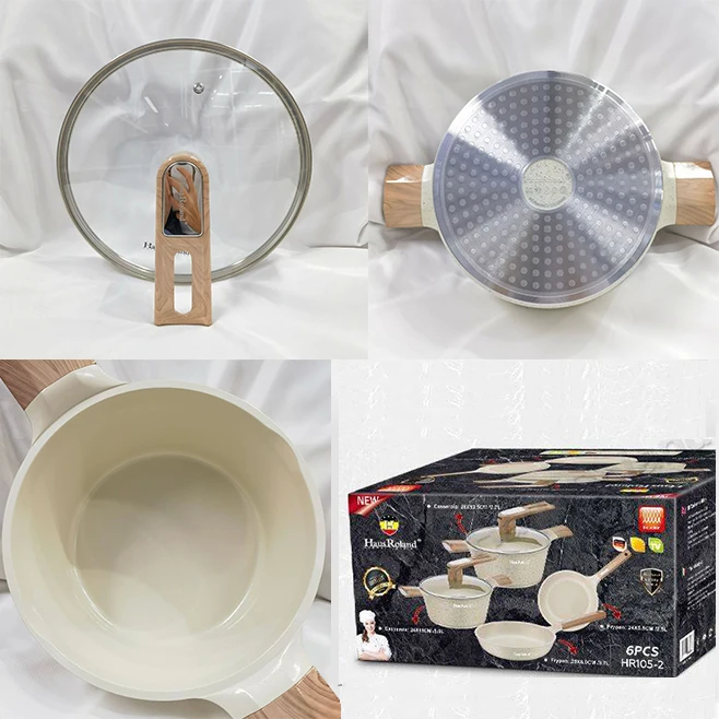 7pcs aluminum polished kitchen die cast granite cook duty cooking pots price press aluminum cookware set casserole of 7 pieces