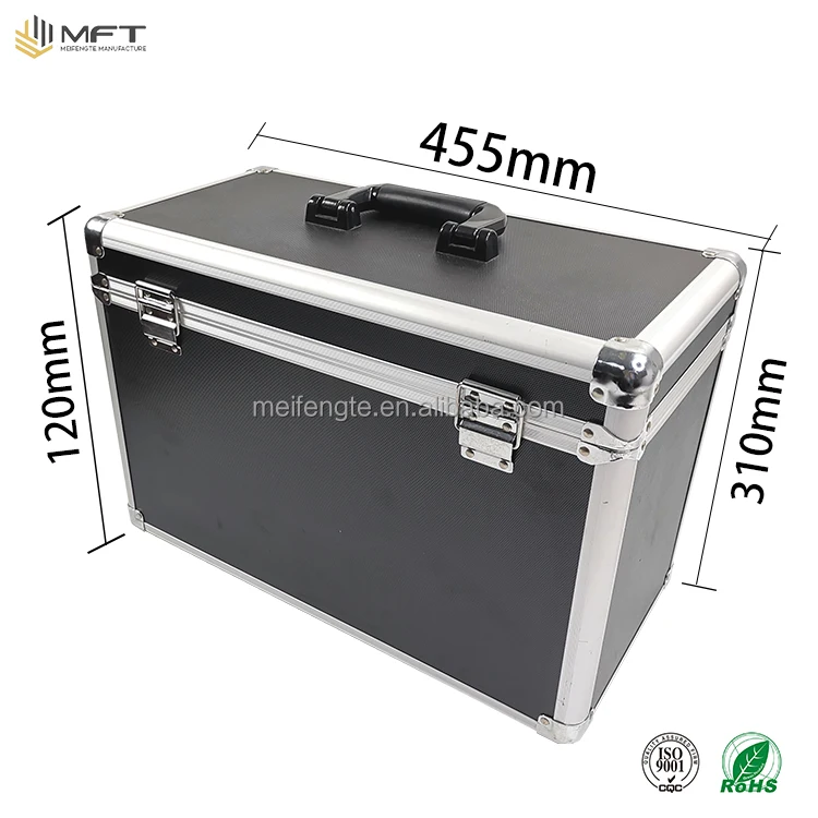 Black MDF Board Aluminum Silver Frame Tool Vertical Case with Customized Foam For Electrical Engineer Tools Storage