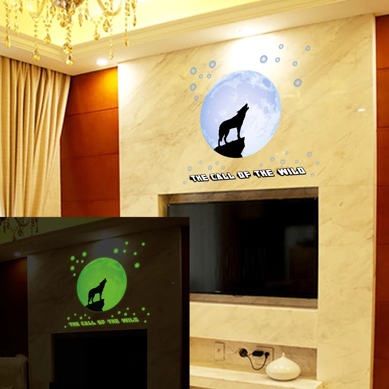 YIYAO Moonlight Wolf Luminous Stickers DIY home art Decor Wall Stickers