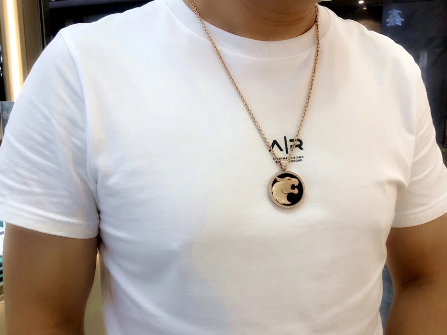 Wholesale Jewellery Luxury18K Solid Yellow Gold Brushed Natural Diamond Necklace for Men