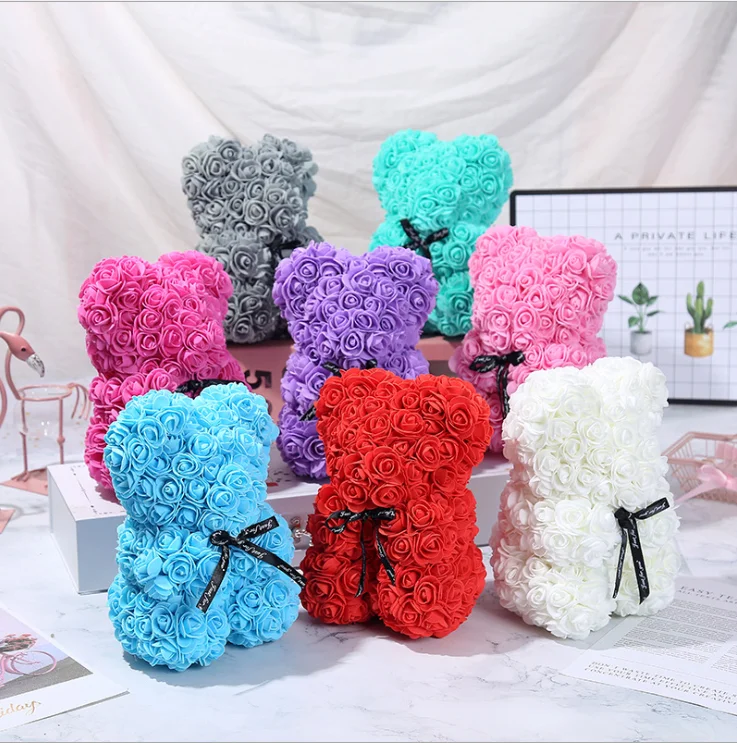 
Wholesale hot sell 25 cm foam eternal flower rose Teddy Bear Christmas Day 