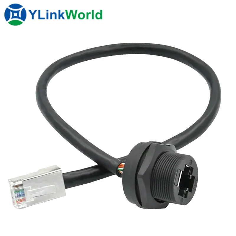 Industrial ethernet IP67 M12 to IP20 RJ45 cat.6a connection cable 8p8c flexible installation