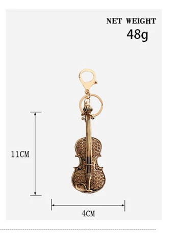 crystal rhinestone Guitar Keychain Cute Bass Keychain Mini Guitar Keyring Electric Guitar Key Holder Metal Key chains for Music