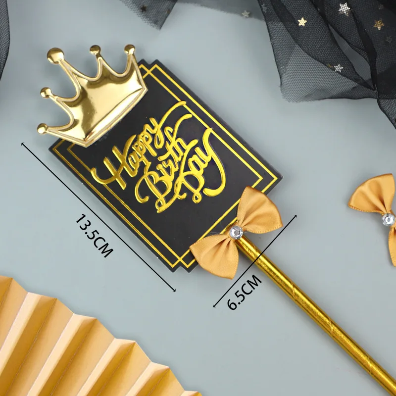 High quality cake decoration hot stamping crown paper happy birthday