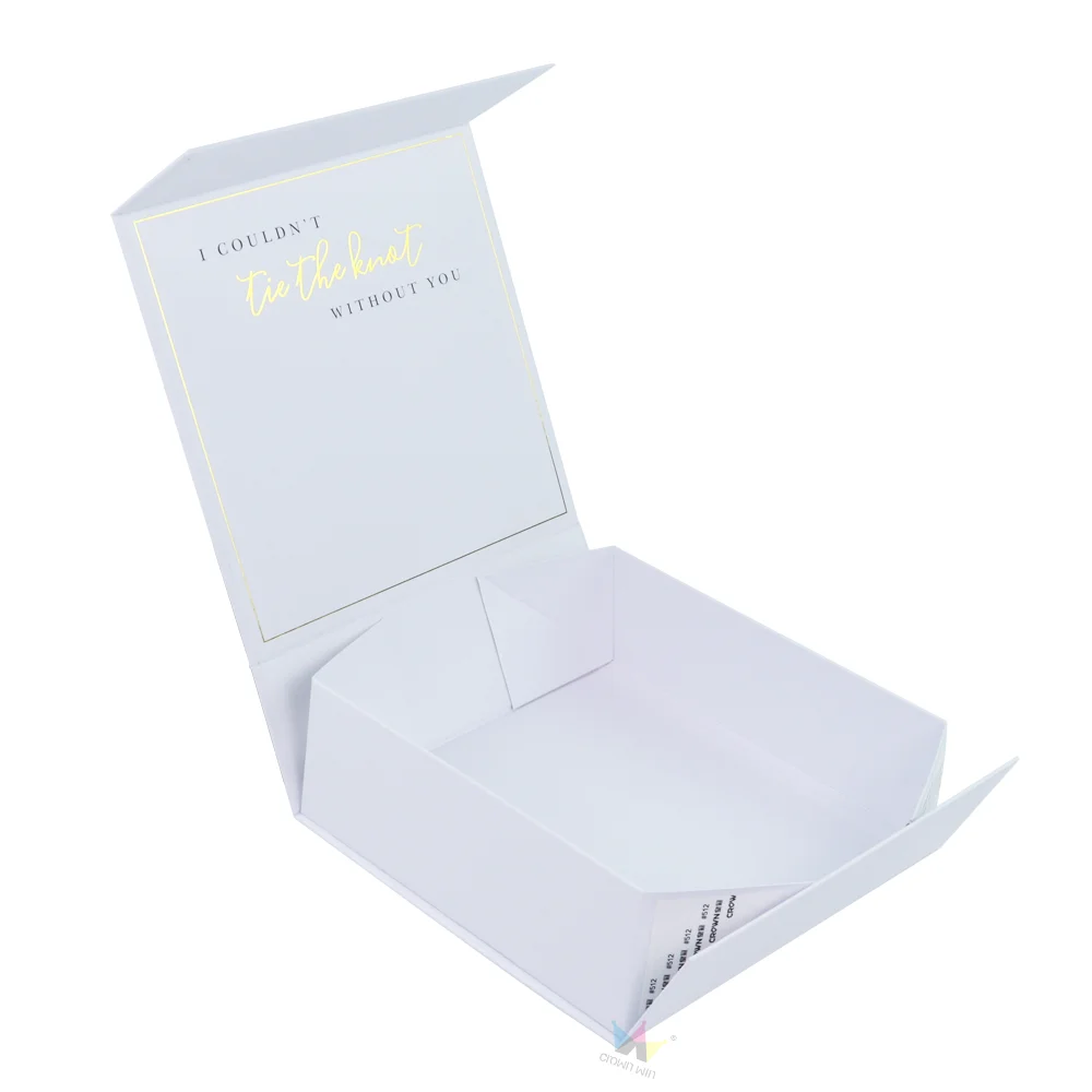 Crown win foldable packaging magnetic folding cardboard corrugated shipping mailing boxes for clothes black and gold paper boxes