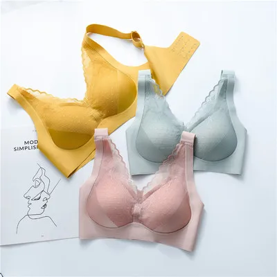 Western 2021 New No Steel Ring Bra Thin Breathable Gathered Sports Bra  Latex Seamless Sleep Women Underwear