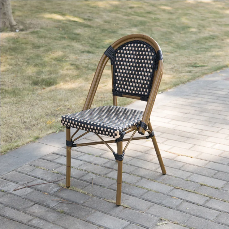 French style garden PE rattan wicker aluminium outdoor bamboo garden chair