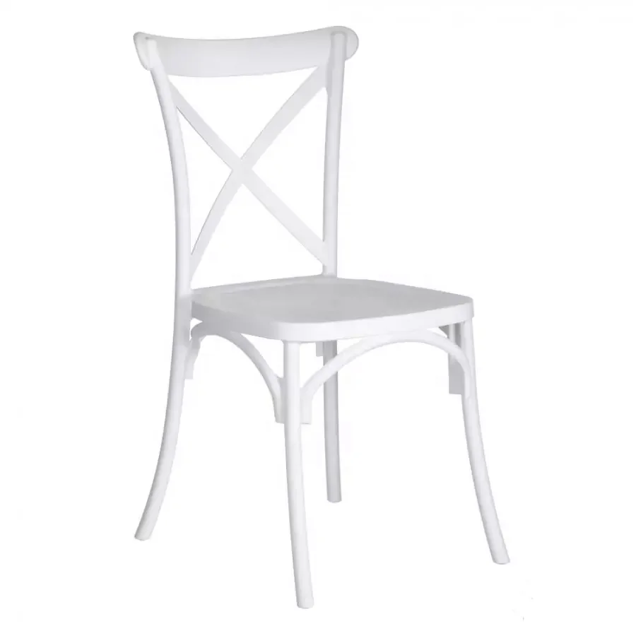 Polypropylene Cross Back Side Chair Resin Cross Back Plastic Chair in Black